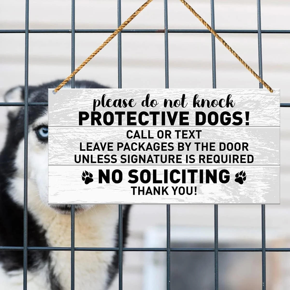 No Soliciting Dog Warning for Home & Yard Decor – Beware of Dog Sign for Front D