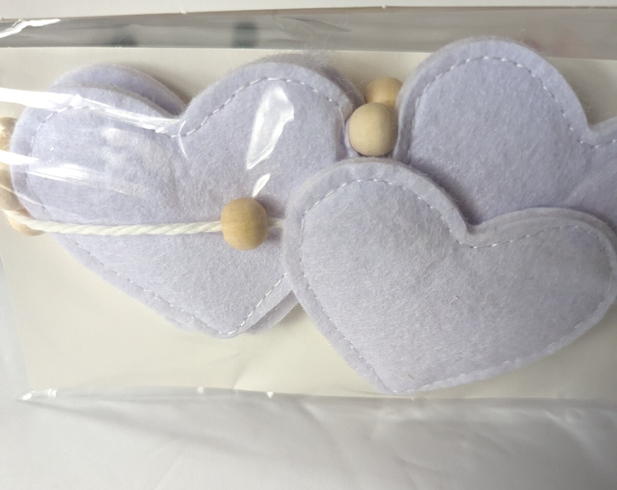 Target Bullseye Playground Valentines Heart Garland White Felt W/ Wood Beads
