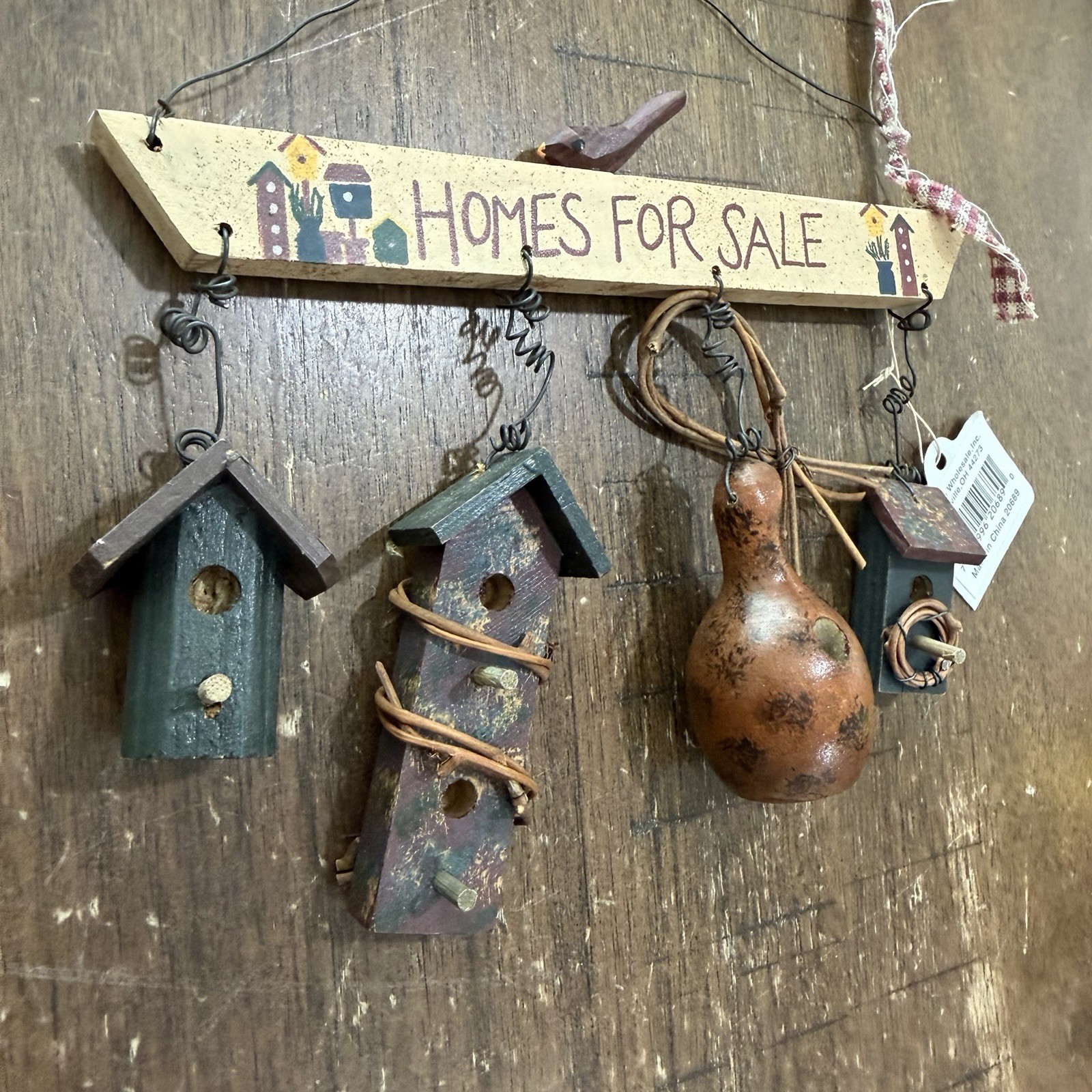 2 Vtg Ohio Wholesale Bird House & Garden Mobile Small Wall Hanging Plaques VGC