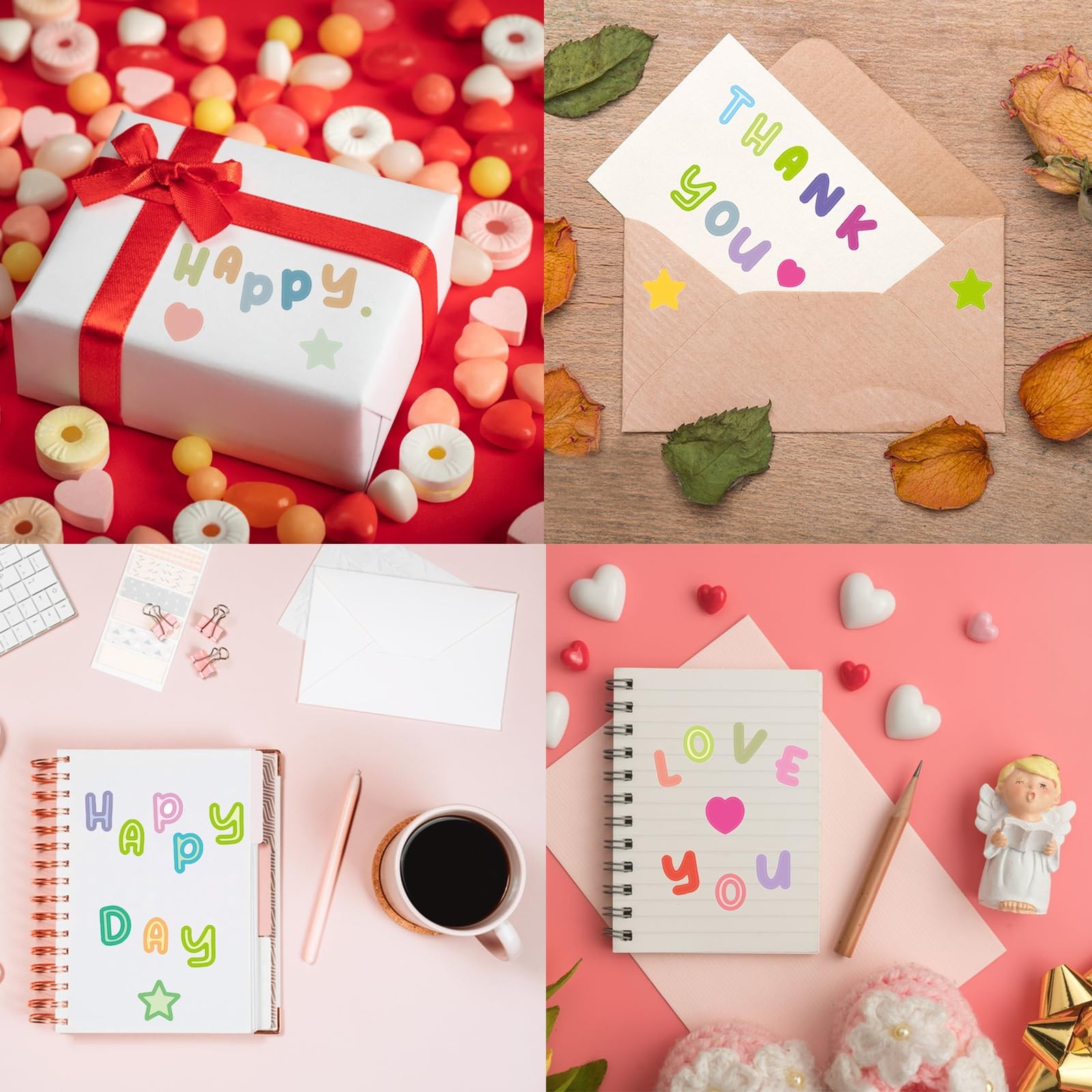 5400 Letter Stickers 60 Sheets Alphabet Stickers 0.5In Vinyl Self-Adhesive Numbe