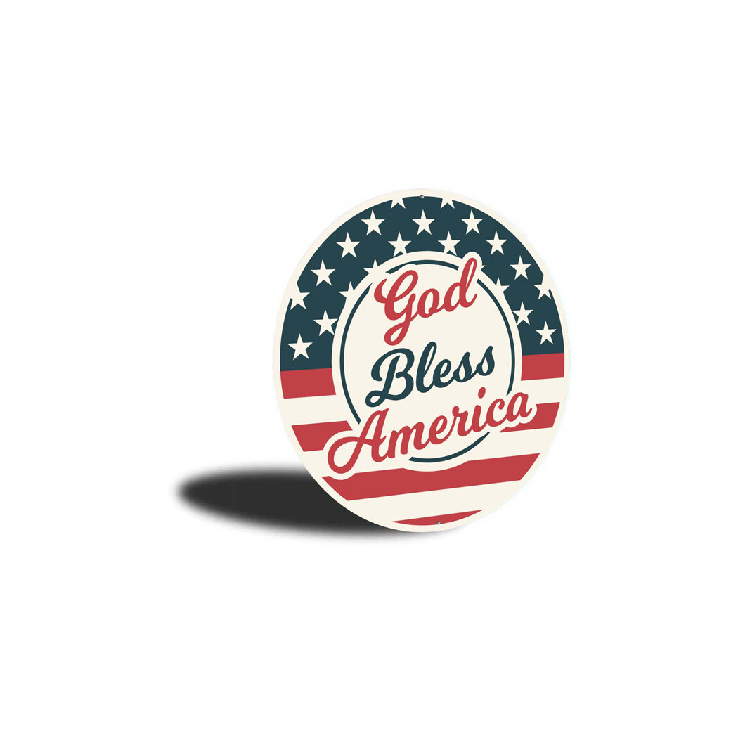 God Bless America Retro Round Metal Sign