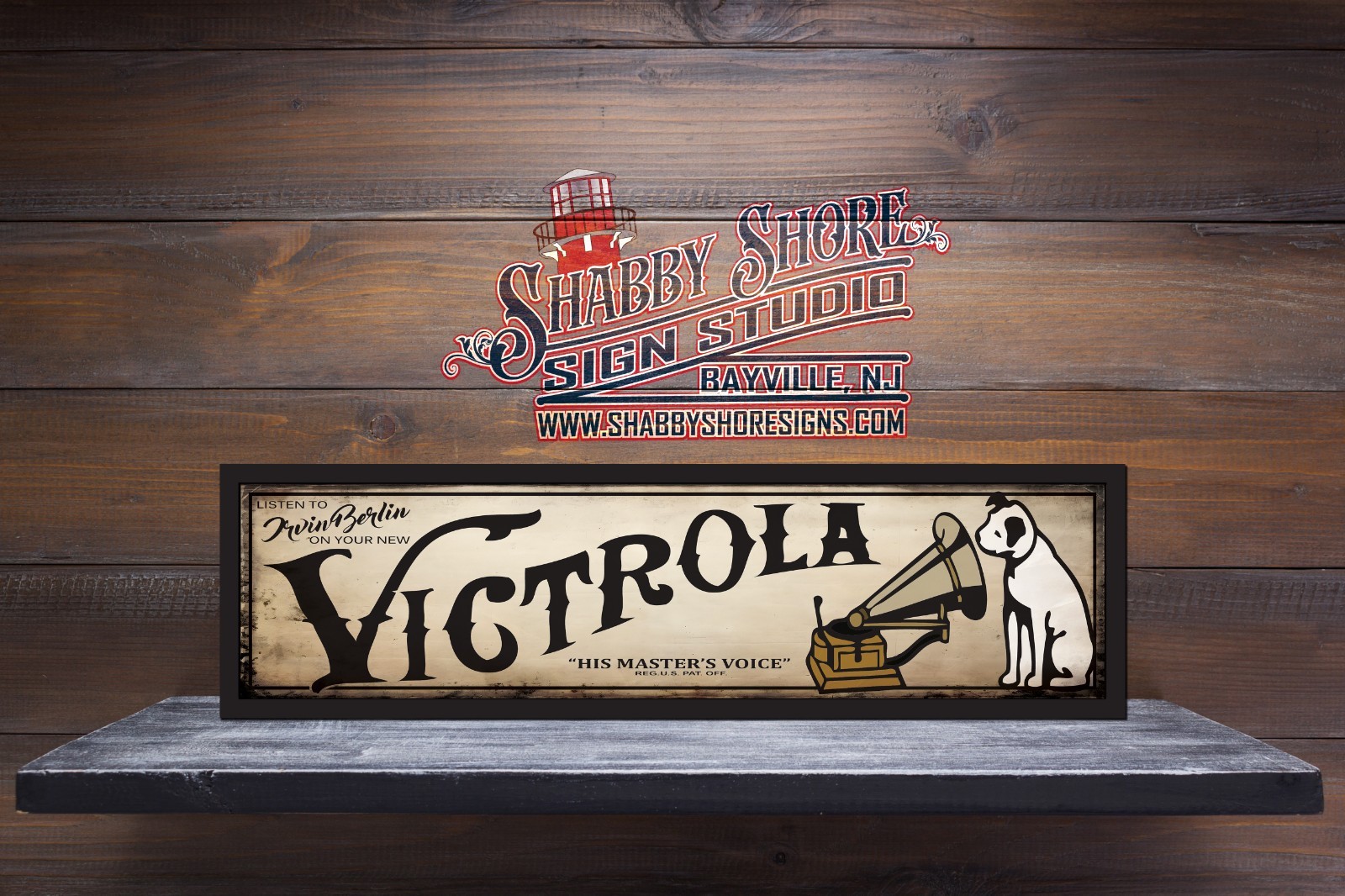Victrola Phonograph Advertising METAL Sign Display – 6″x24″