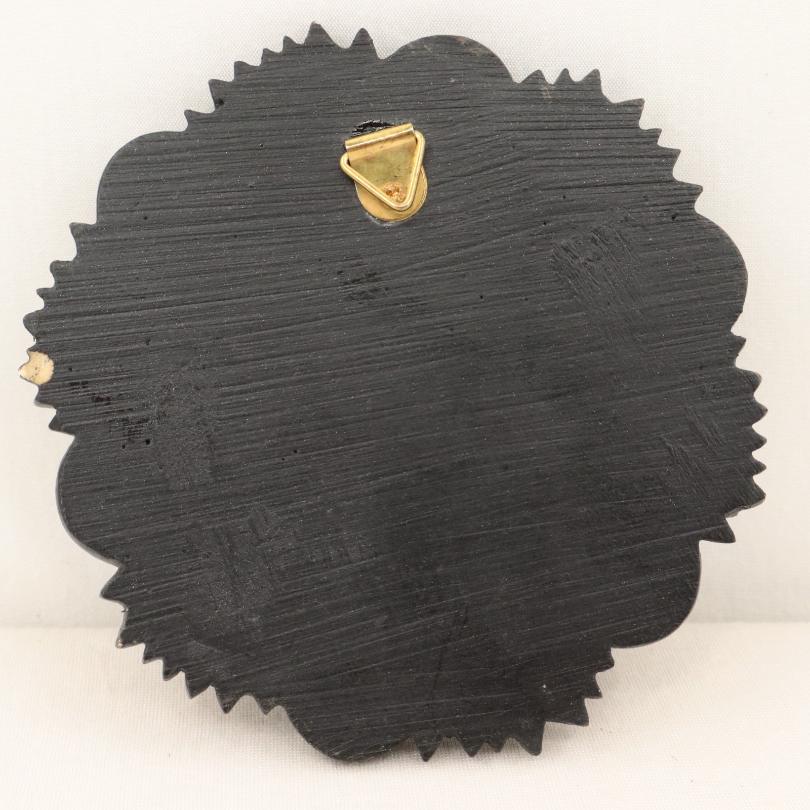 Neoclassical Floral Rosette Wall Plaques Set of 2 Black Resin 4in