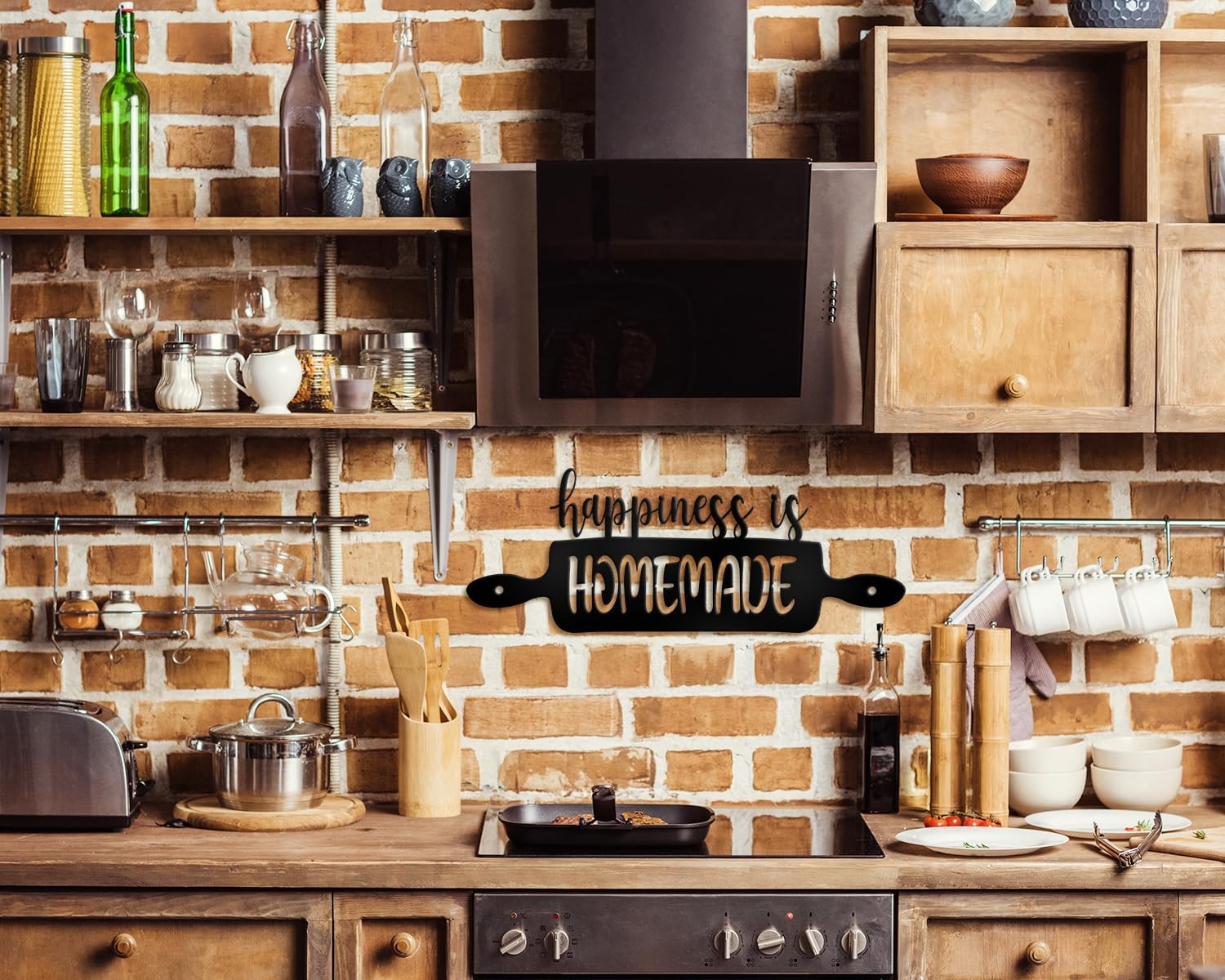 COLOR VALLEY ART Farmhouse Metal 5.3 x 14 inches, Happiness Homemade A