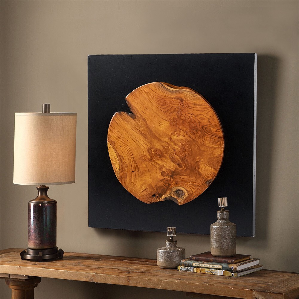 Rustic Teak Wood Wall Decor 17”x 17” Farmhouse Live Edge Wall Art Decor Gifts