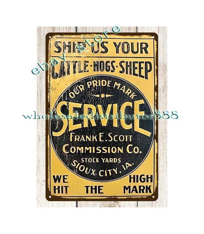 Farm Hogs Cattle Sheep Stockyards Sioux City Iowa metal tin sign poster artwork