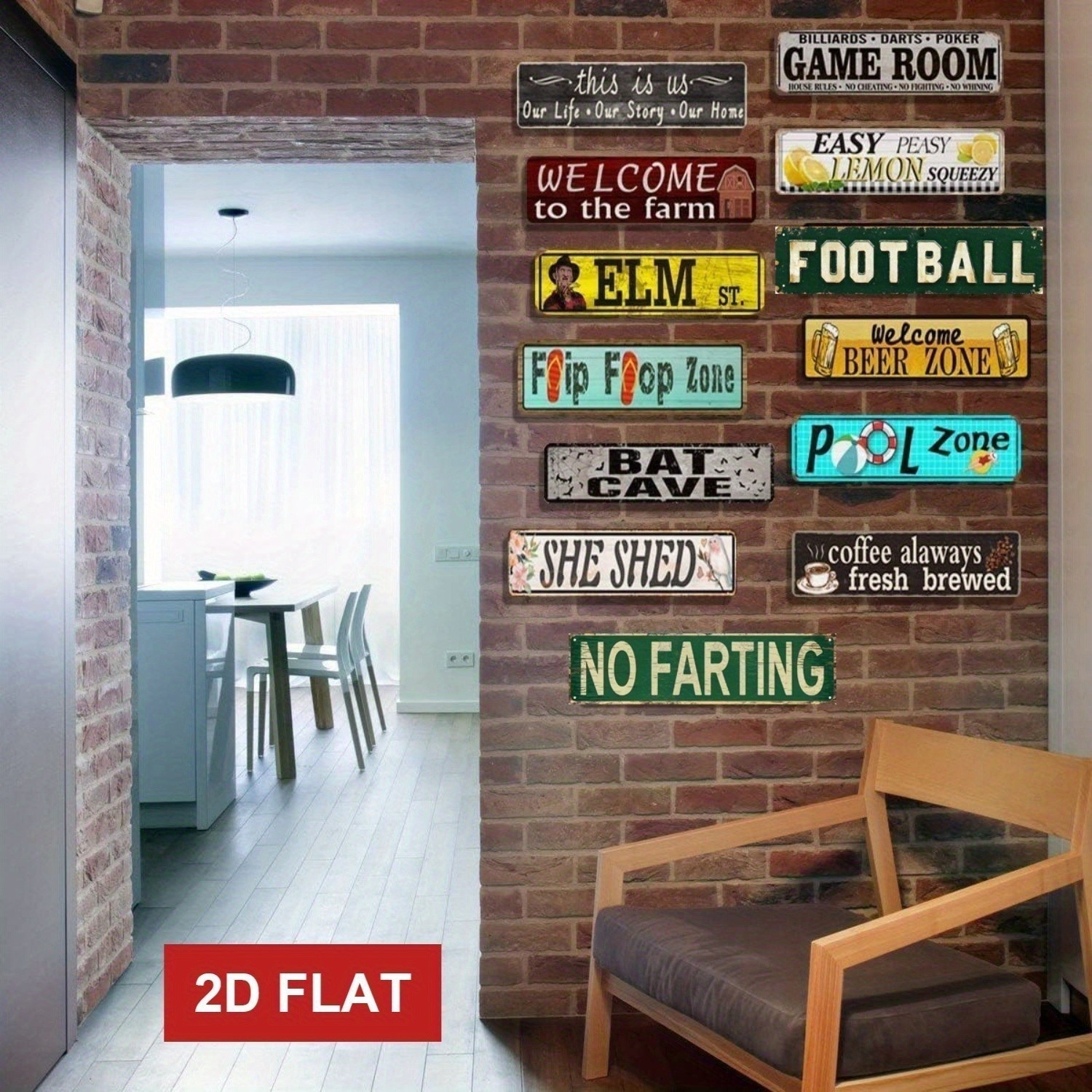 Loft Green Vintage Metal Sign Industrial Loft Wall Art Hanging Decoration Gift