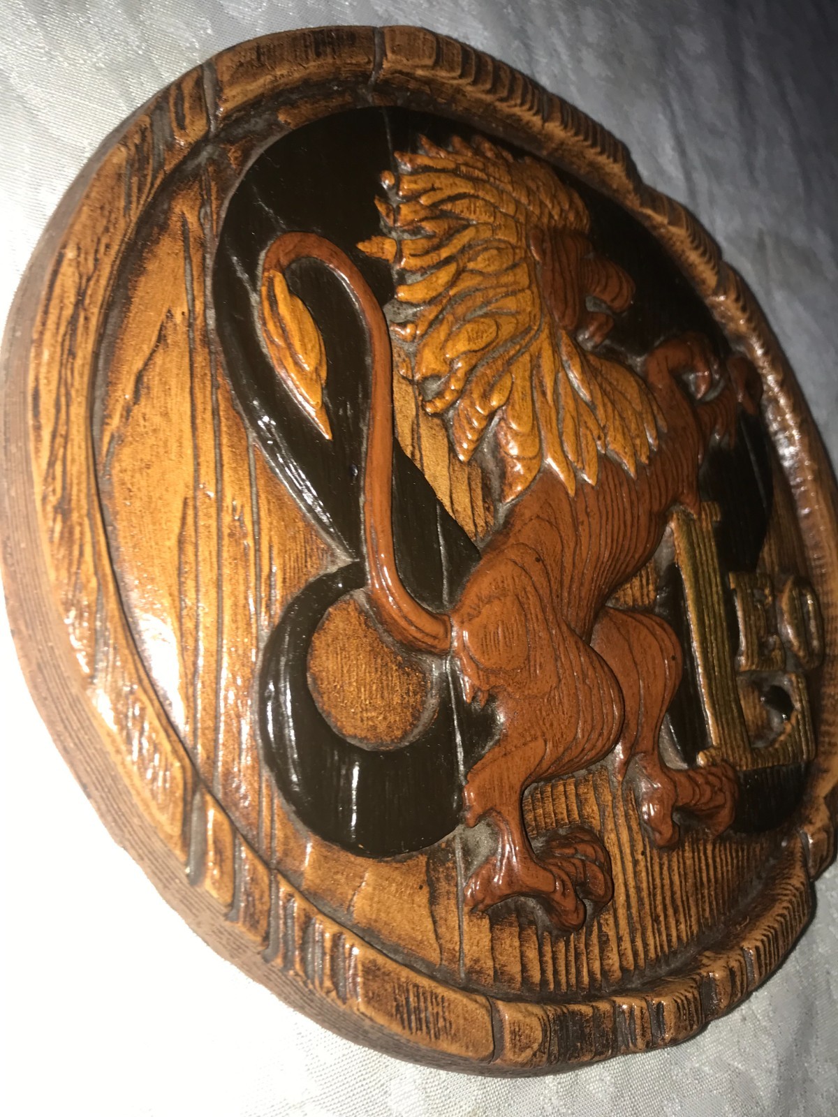 HAND PAINTED Plaster 3D LEO Rampant LION Horoscope ZODIAC Astrology WALL PLAQUE