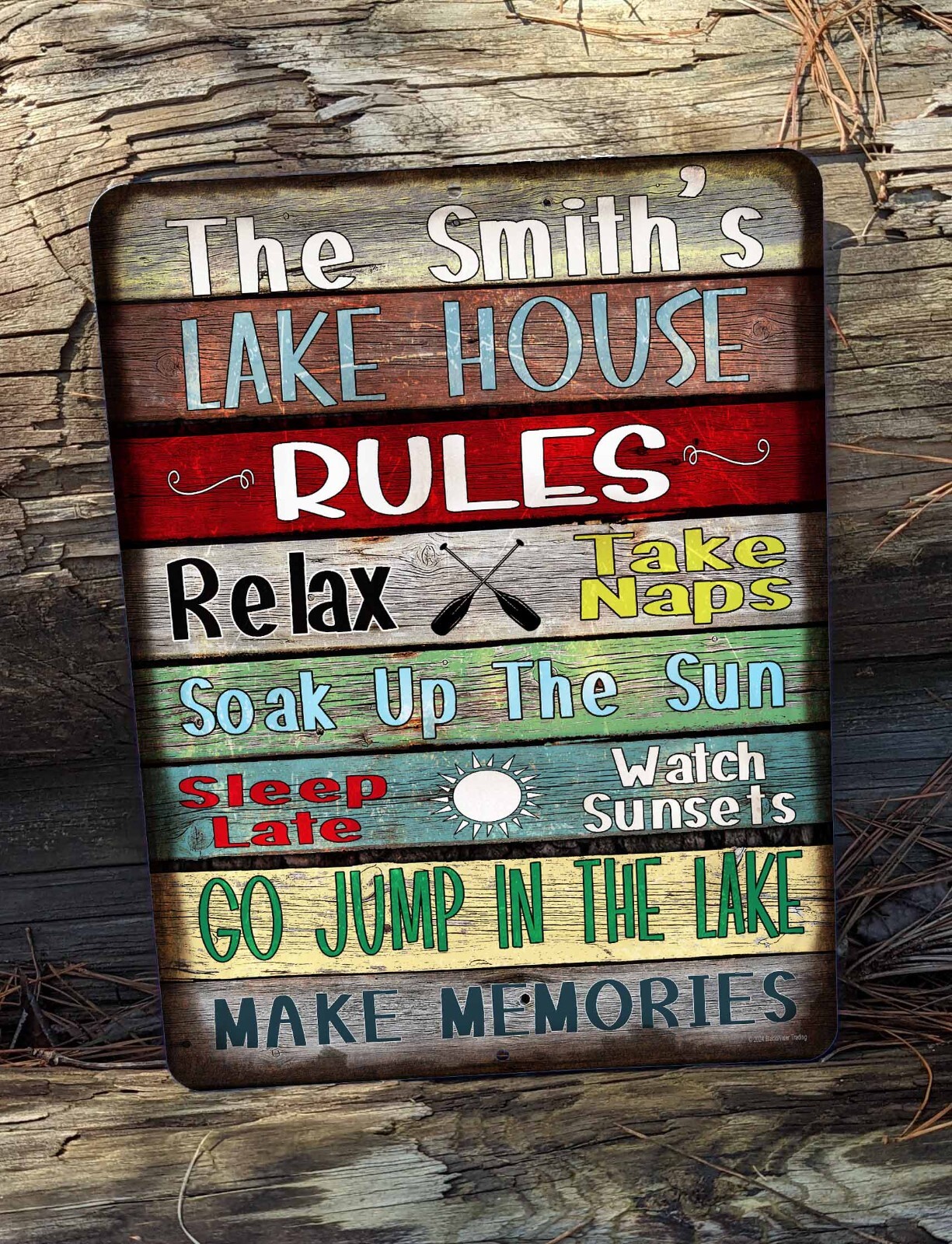 Personalized Lake House Rules Make Memories 9 x 12″ Metal Cabin Cottage SIGN