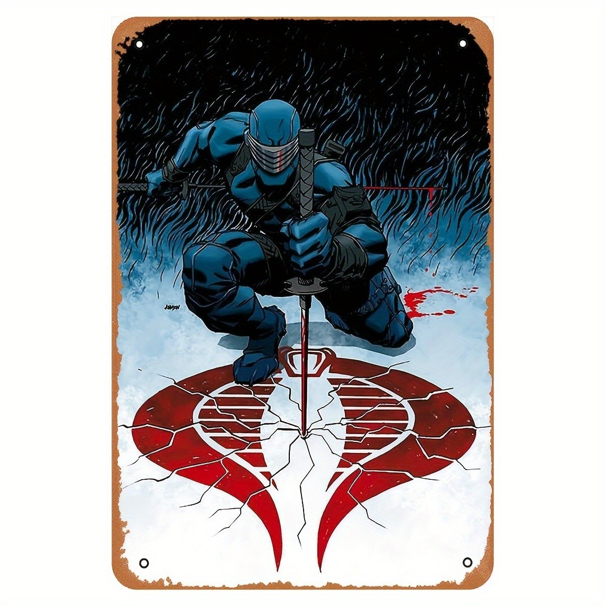 2D Flat, One Piece Vintage GI Joe Action Figure Tin Metal Signs, 12X8 Inch Iron