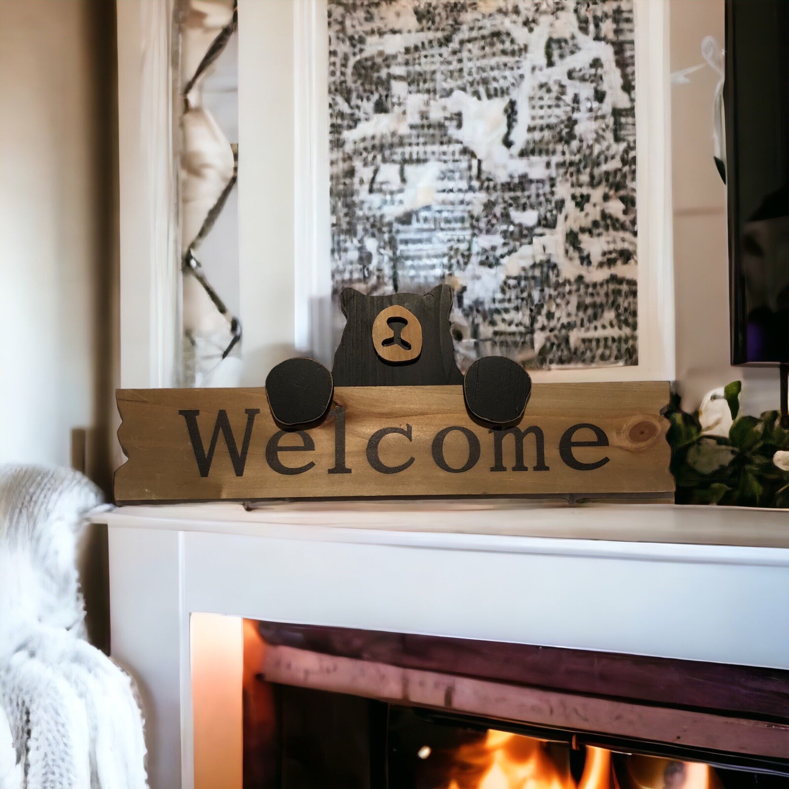Bear Welcome Country Rustic Wood Wall Decor Brand New