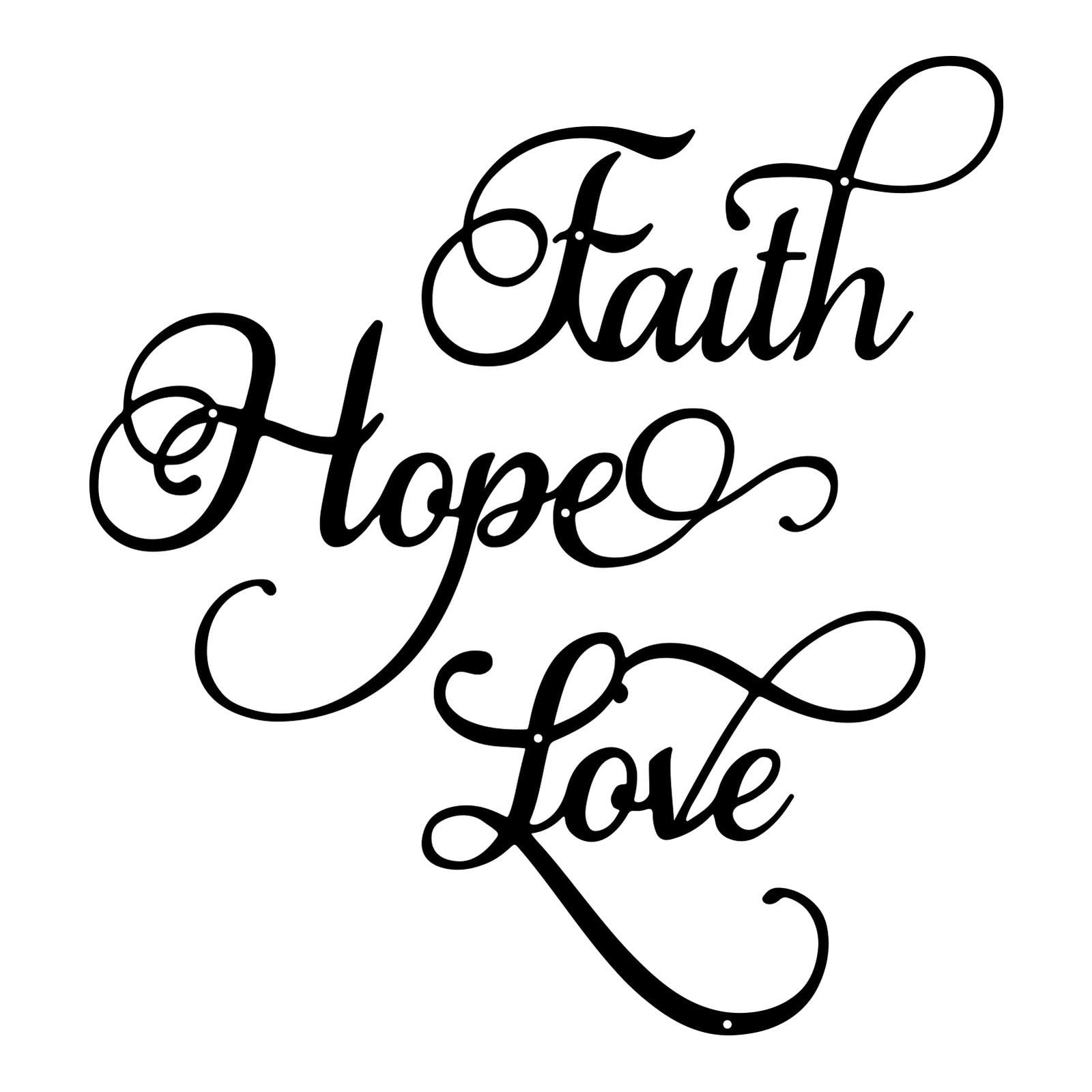 Faith Hope Love 3 Pieces Metal Wall Decor Inspirational Black Letter Sign Wal…