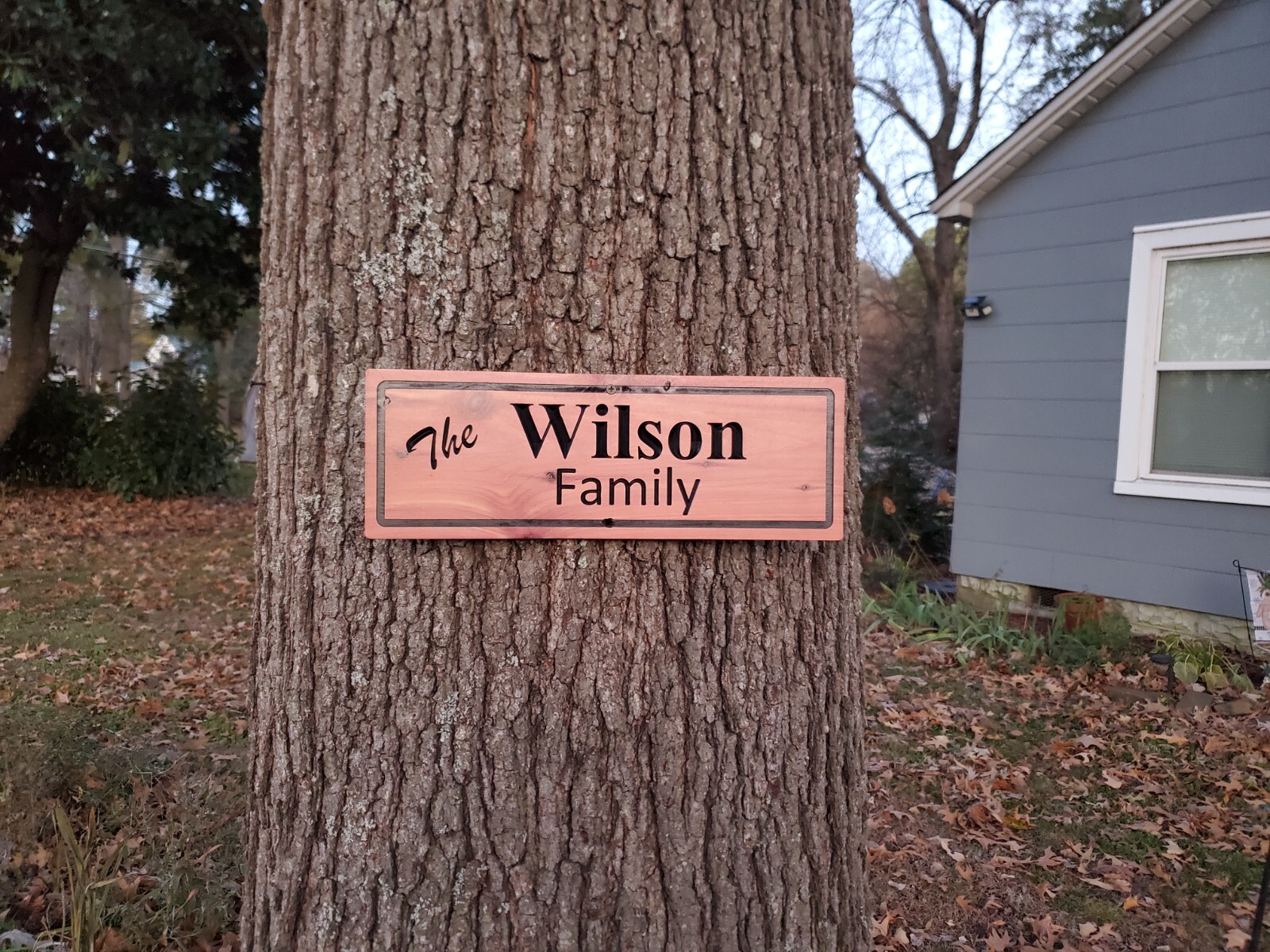 Custom Family Last Name Sign Carved Outdoor Exterior Wood Wooden Wall Art Plaque