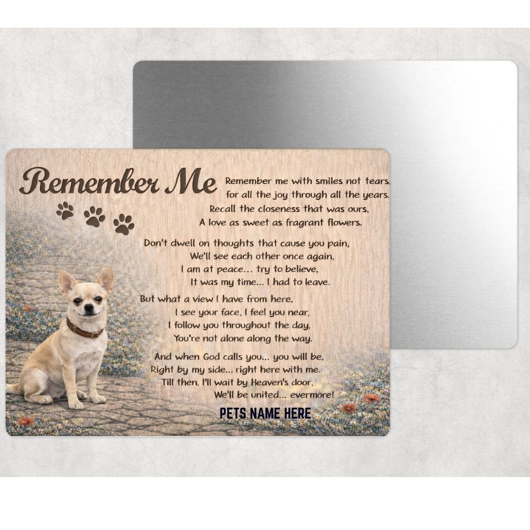 Chihuahua Custom Dog Memorial Metal Sign Personalized Pet Name Gift 8×12