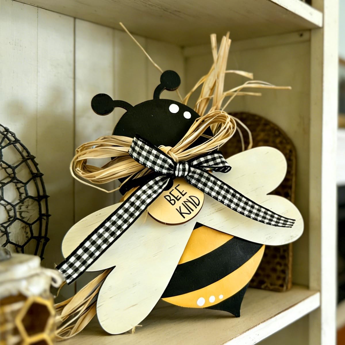 Honey Bee Decor Bee Decorations for Home Rustic Bumblebee Wooden Art Sign