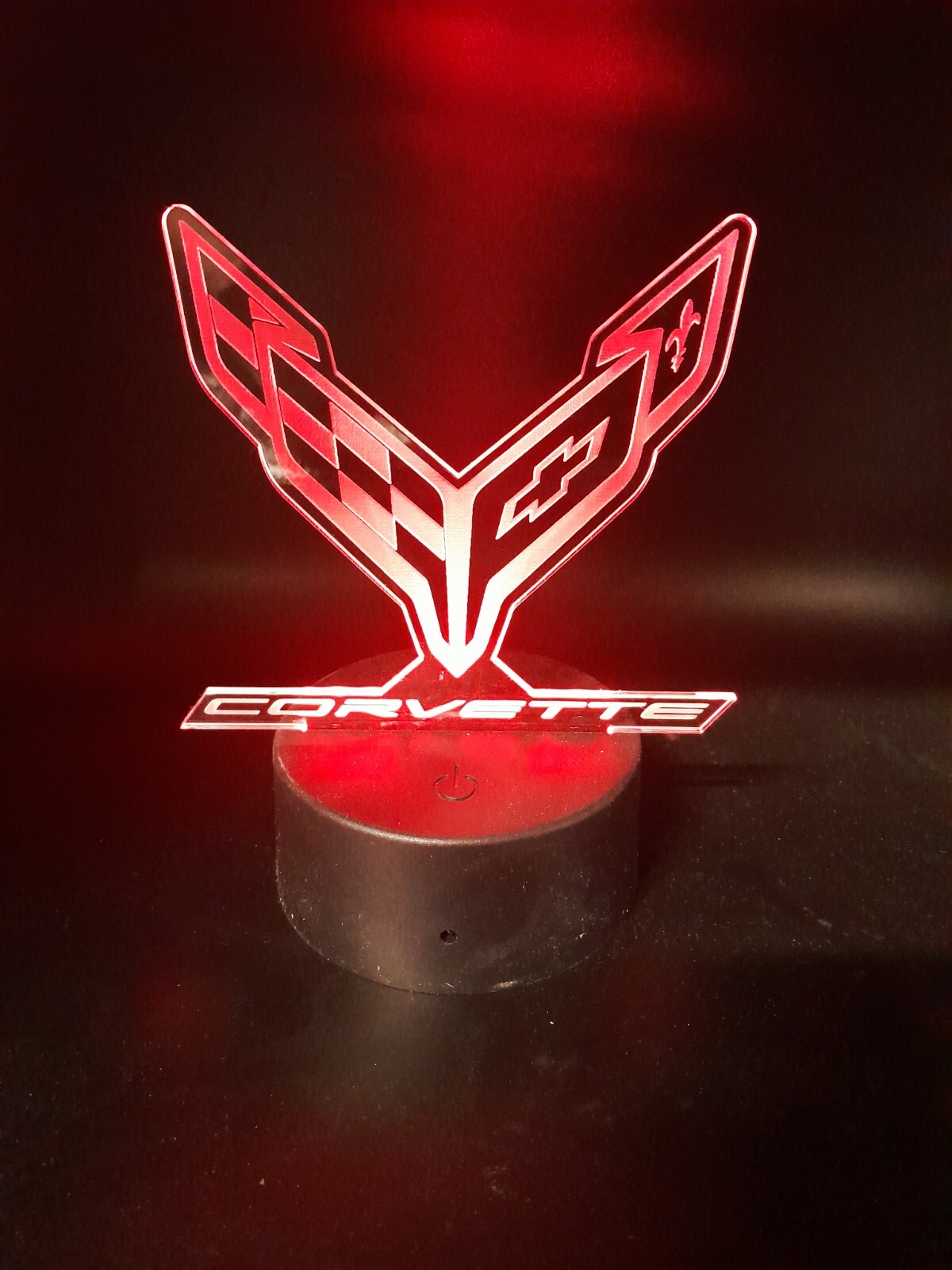 Edge Lit Tabletop Sign, Multi-Colored LED, Desk Lamp, Night Light Chevy Corvette