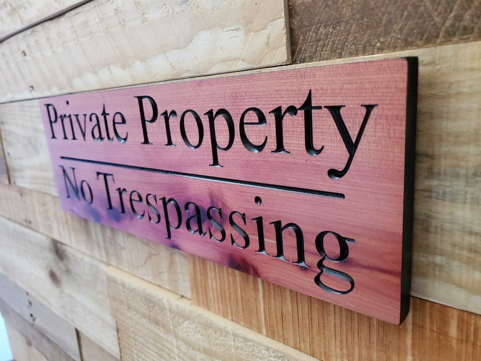Private Property No Trespassing Sign Carved Wood Outdoor Posted Land Owner
