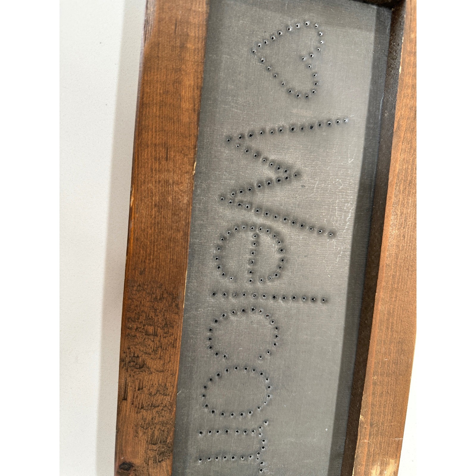 Rustic Welcome Sign Punched Metal Wood Framed Farmhouse Wall Decor