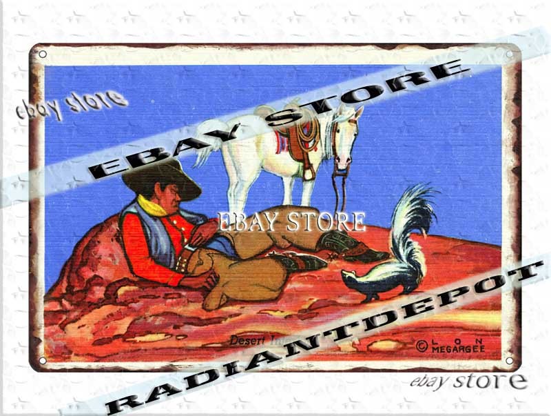 Tin Sign 1944 Desert Interlude Western Camp Scene home kitchen