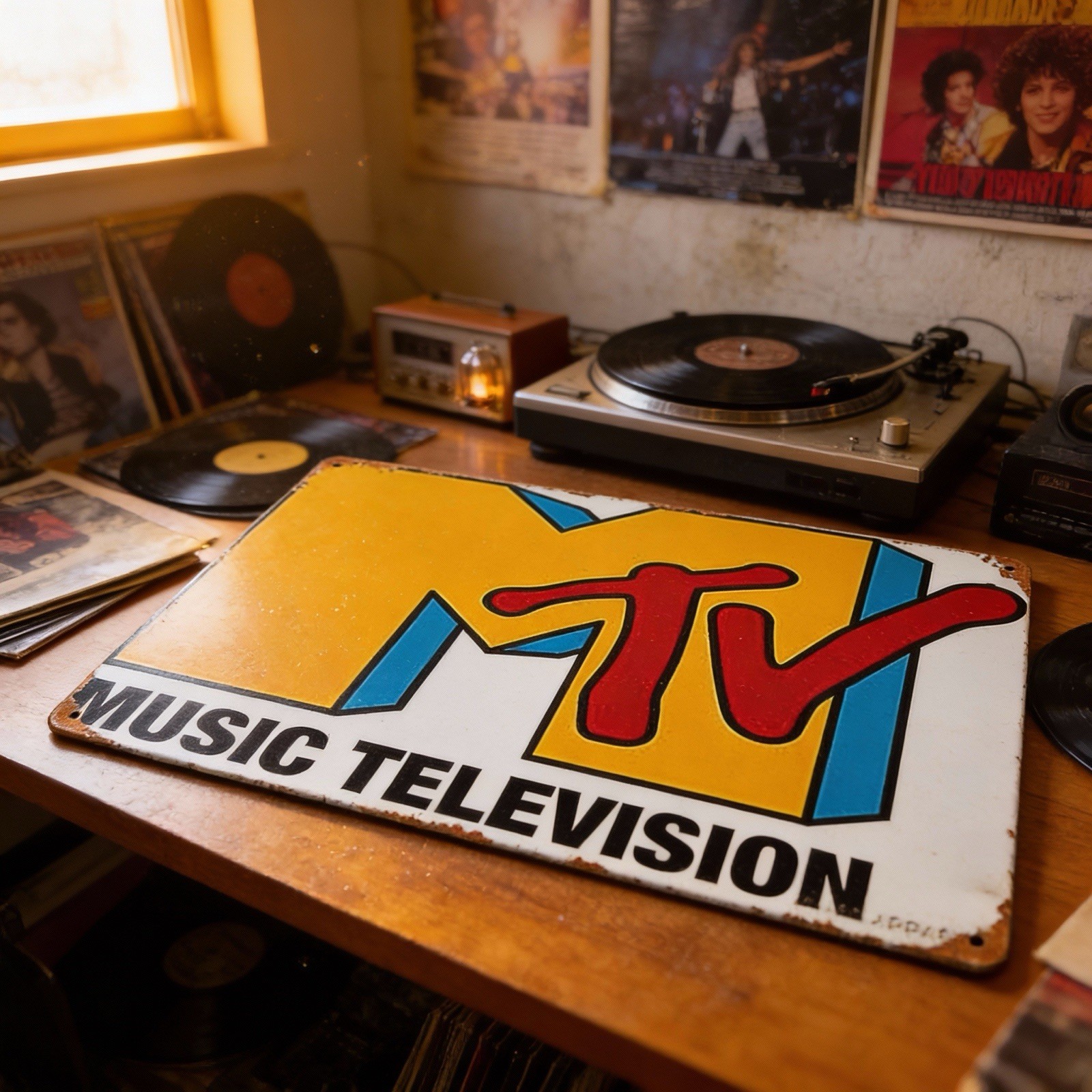 Rustic Patina Style 12″x8″ Nostalgic MTS Music Television Sign…FREE SHIPPING!