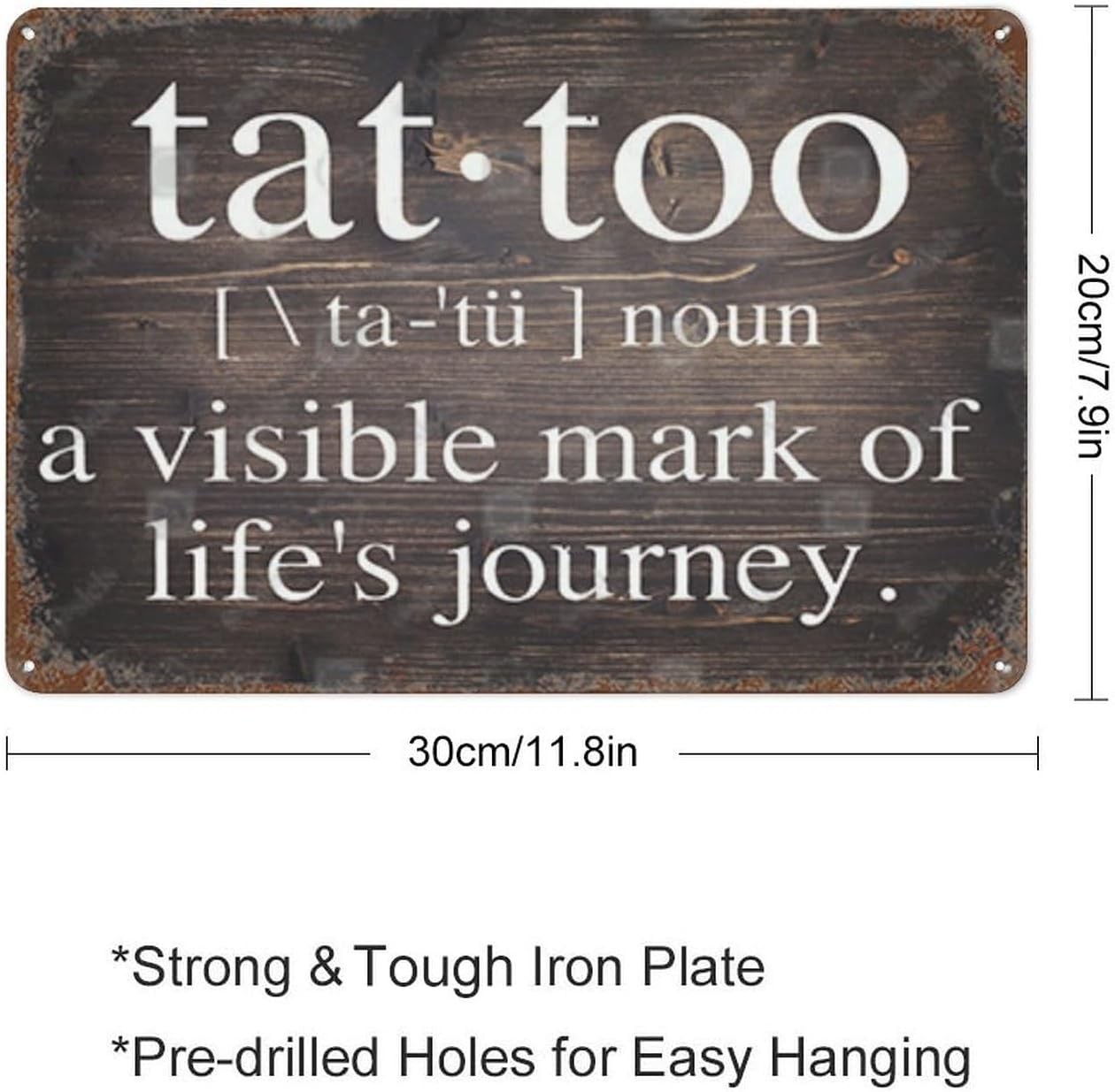 Tin Metal Sign Art Wall Decor Wood Grain Tattoo Shop Tattoo 8×12