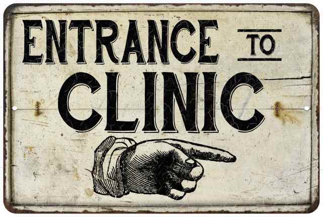 Entrance to Clinic Vintage Look Chic Distressed 108120020164