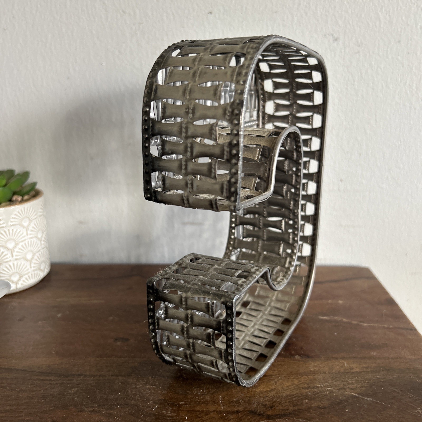 Decorative Metal Block Letter ‘C’ – Silver Filigree Shelf Or Wall Decor 7 In