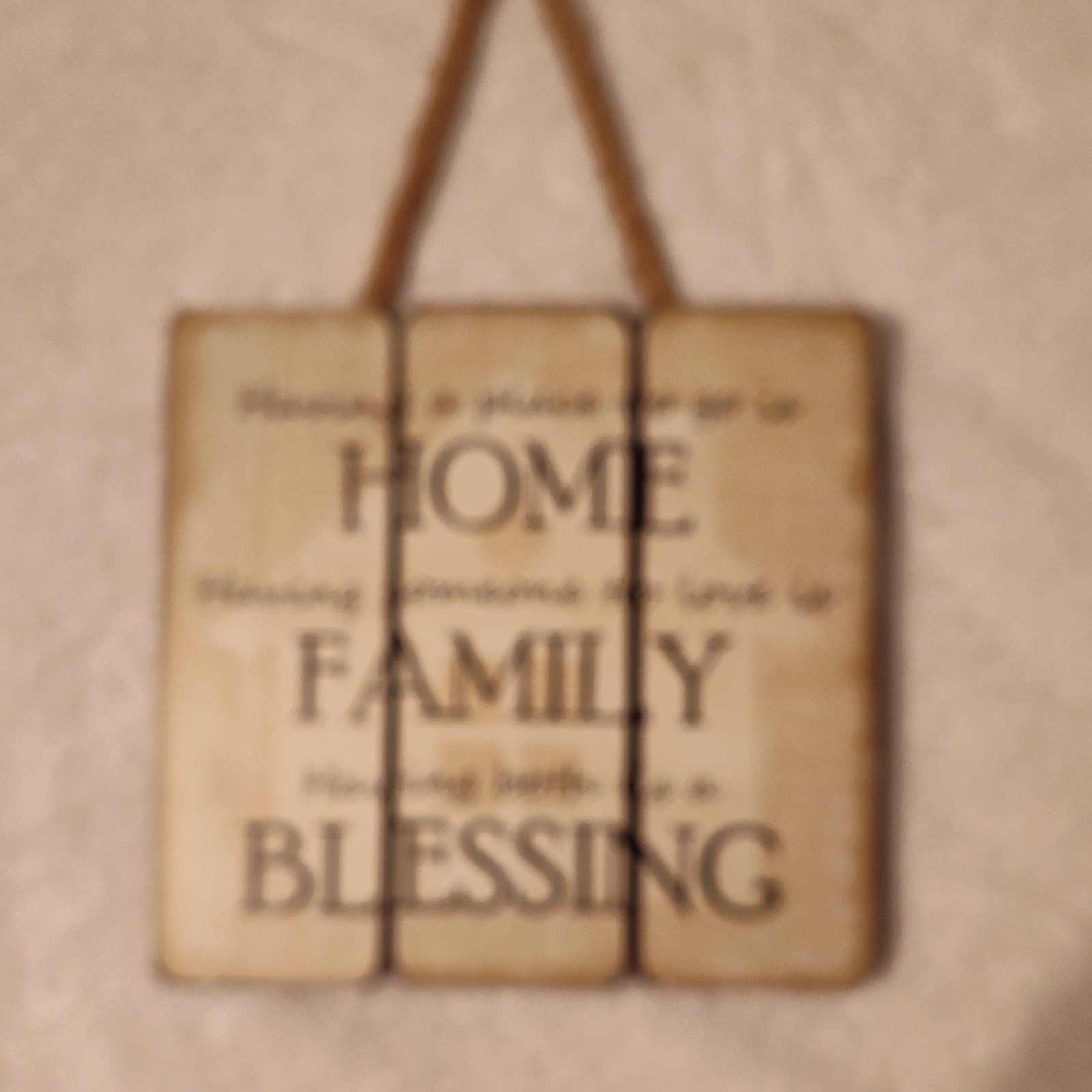 Sign of the Times Wood Family Blessing Hanging Sign, Inspirational Quote, Beige