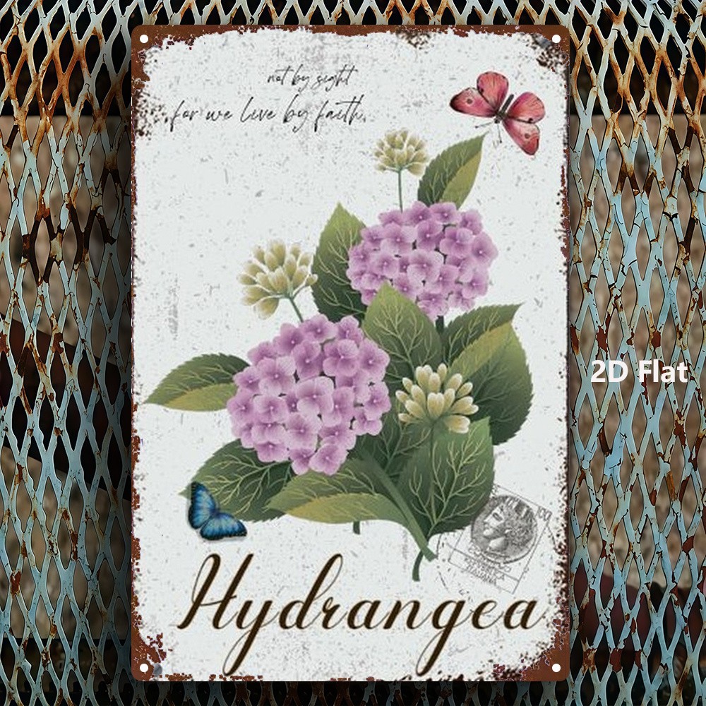 Purple Hydrangea Butterfly Sign 20.32×30.48 cm