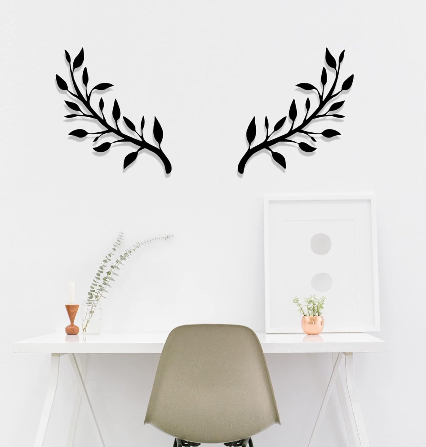 2 Pieces Metal Tree Leaf Wall Décor Branch Leaf Wall Art for Indoor Outdoor Gard