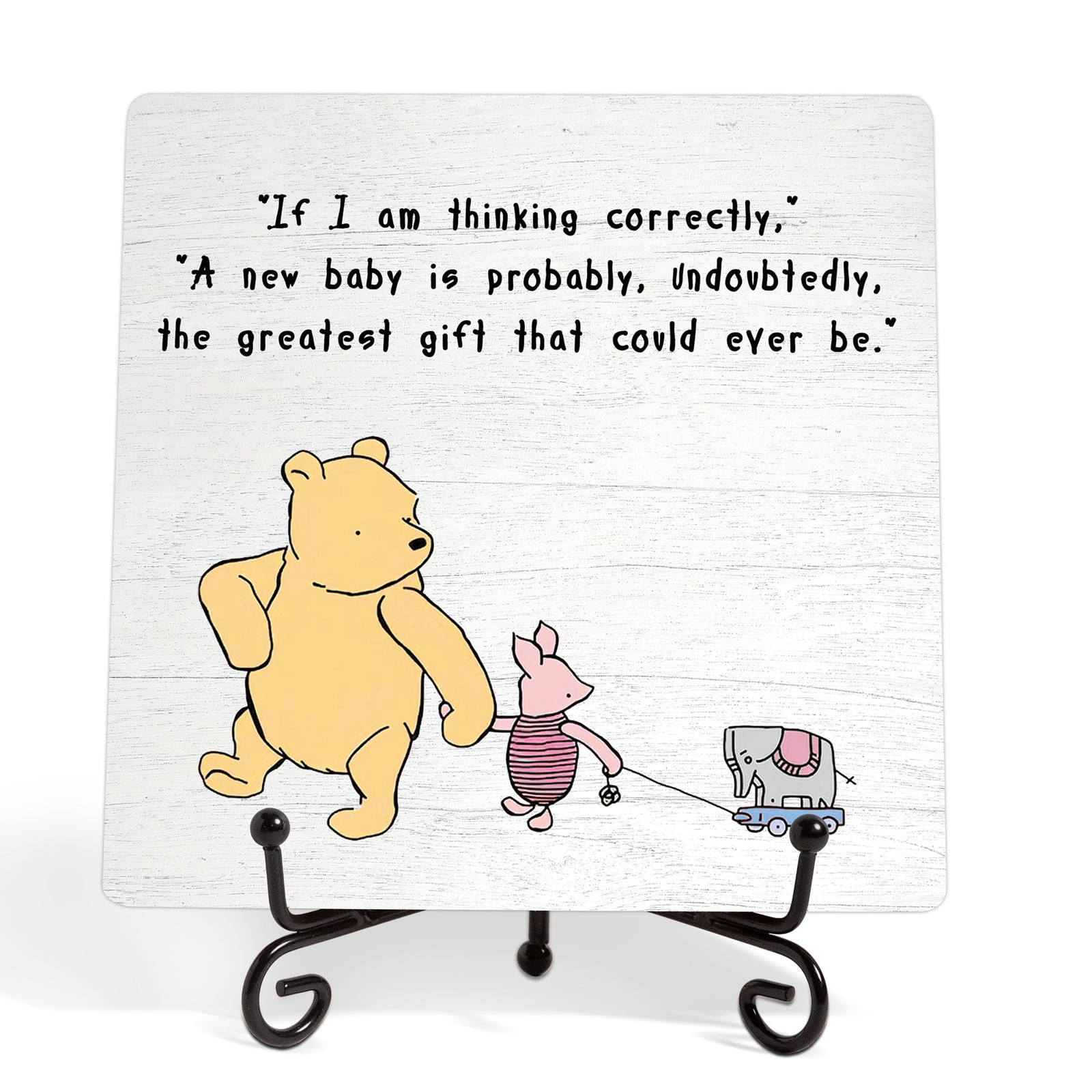 Motivational Desk Decor Sign with Inspirational Quote, Rustic Wooden Bear Pla…