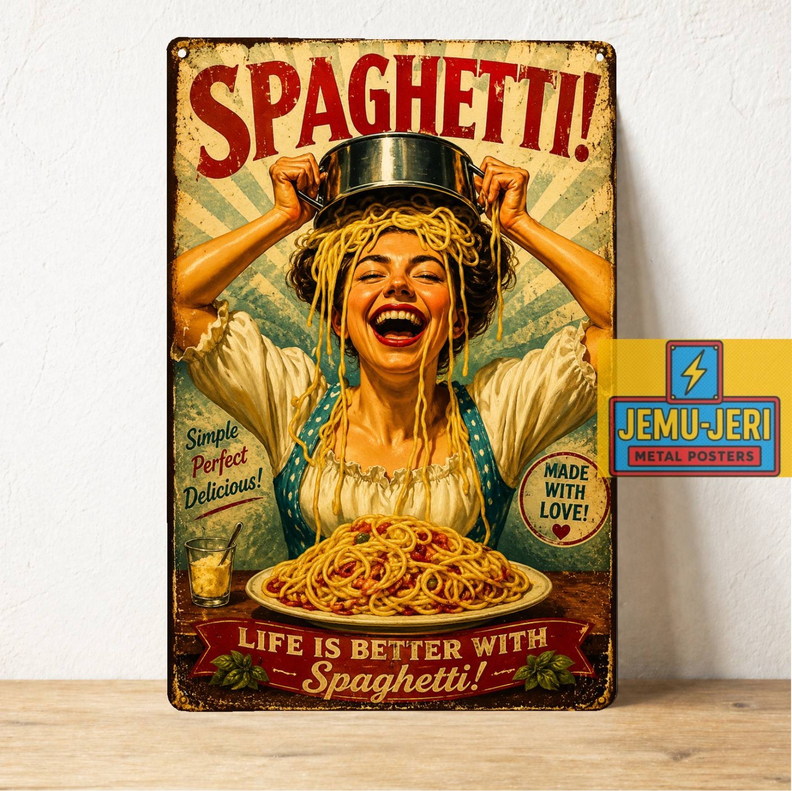 Spaghetti Metal Poster Tin Sign 20x30cm Italian Restaurant Kitchen Wall Decor