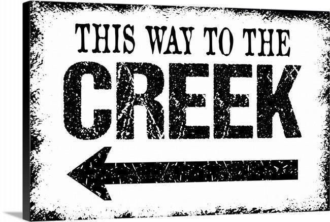 This Way To The Creek Sign With Arrow – Lake Cabin Camping Directional Wall