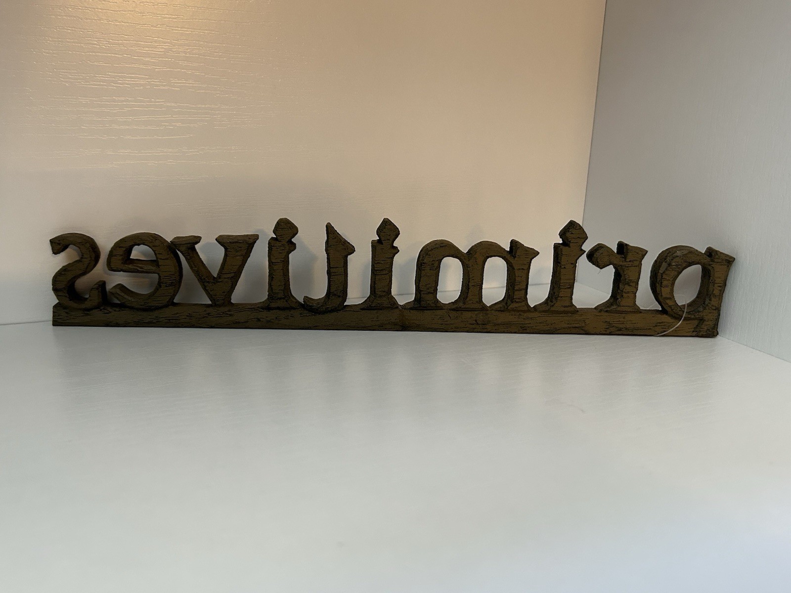Primitives Sign- Standing Decor- Farmhouse- Tannish Patina Finish- Made Of Resin