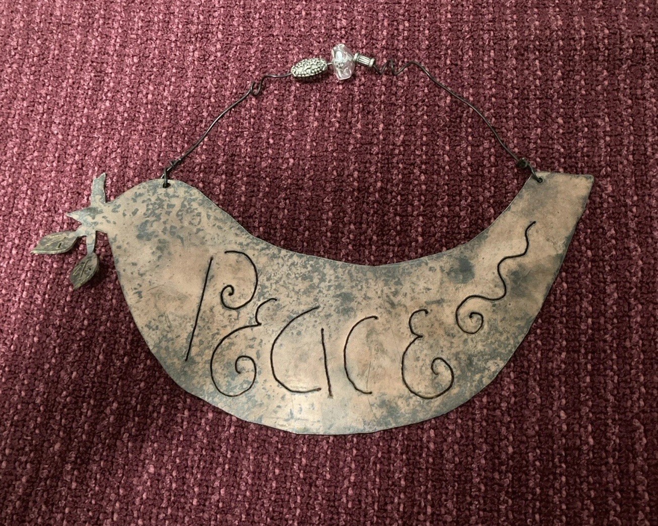 Vintage Metal Sign DOVE/PEACE 9.5 x 14 in