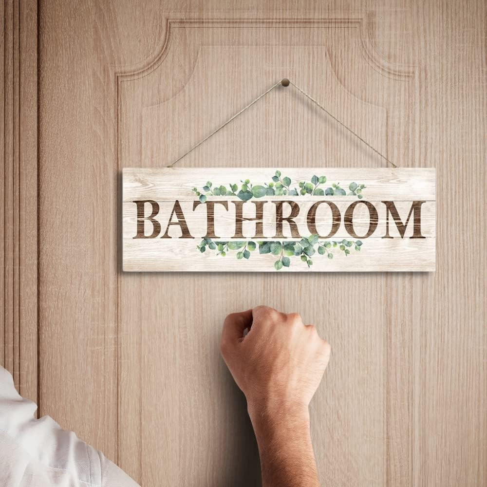 Bathroom Sign Wall Decor, Bathroom Wall Art, Rustic Farmhouse Wall Hanging Plaqu