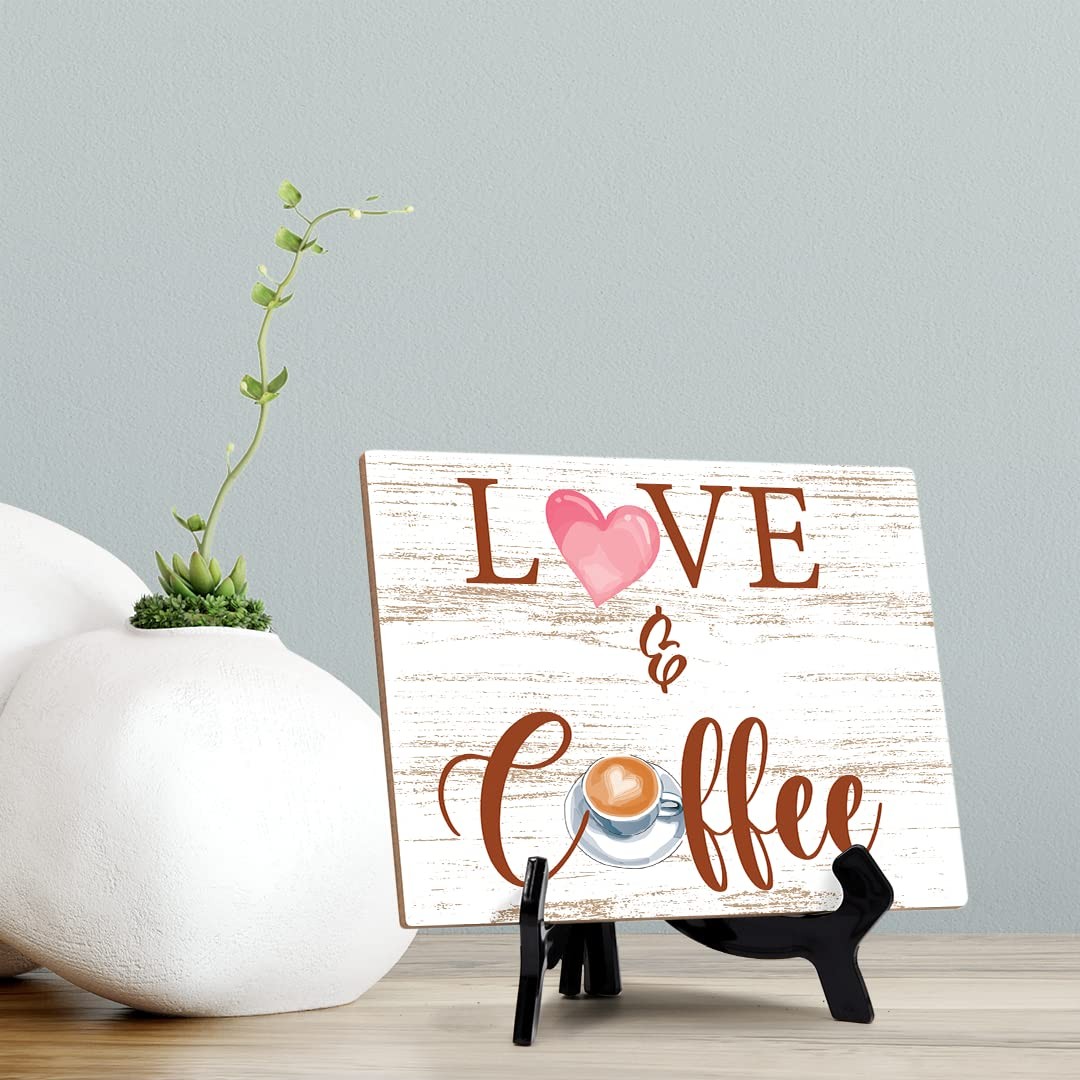 Signs ByLita Love & Coffee, Table Sign With Acrylic Stand (8 x 6′)