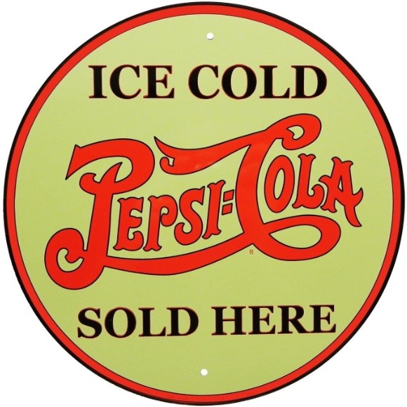 Pepsi Cola Sold Here 12″ Round Tin Metal Sign Nostalgic Retro Home Wall Decor