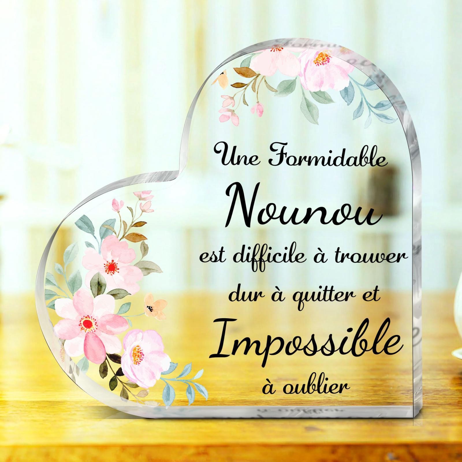 Heart French-Inspired Acrylic Memorial Plaque Floral Design Appreciation Gift