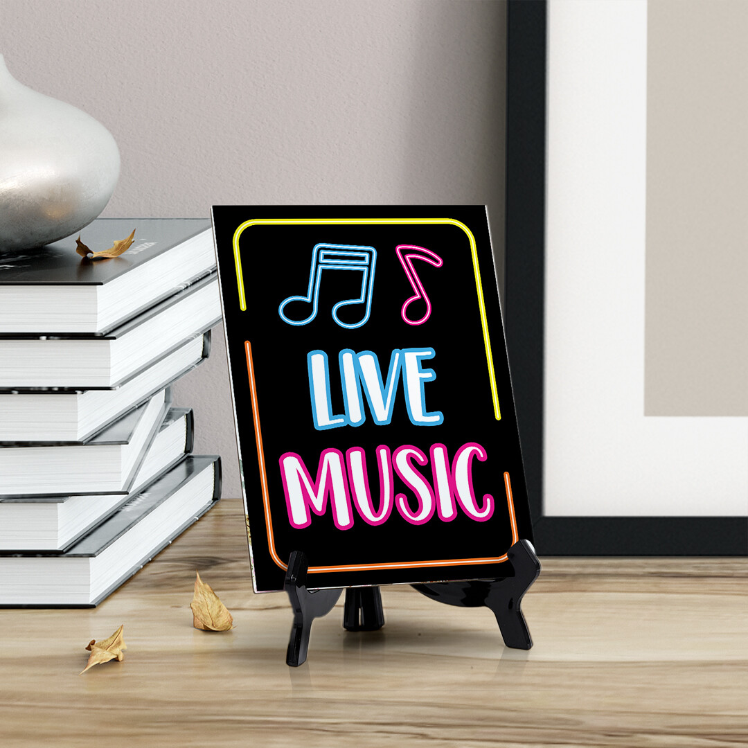 Signs ByLITA Live Music Table Sign with Acrylic Stand (6×8“)