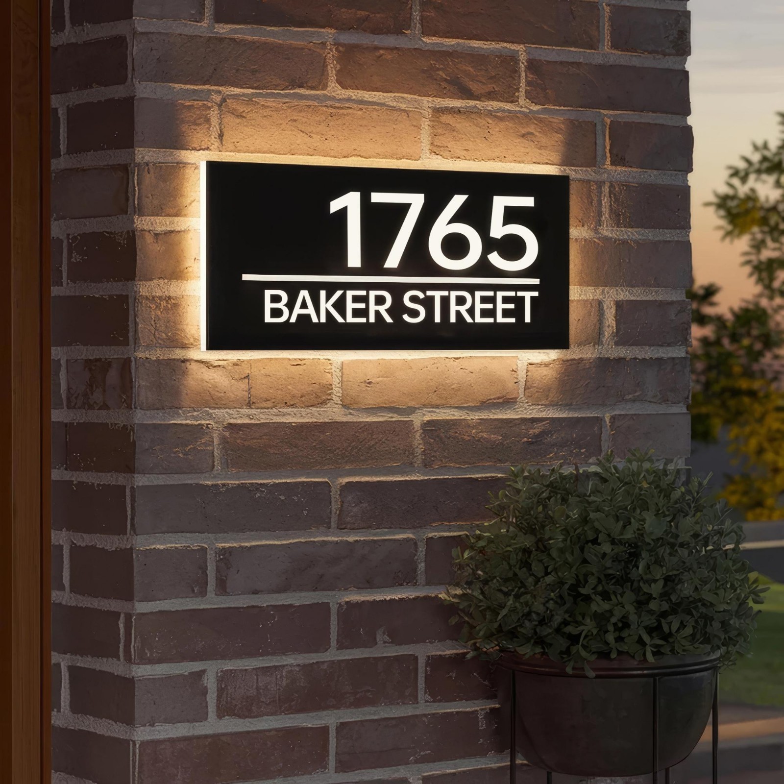 Solar LED House Number Sign Personalized Outdoor Address Plaque