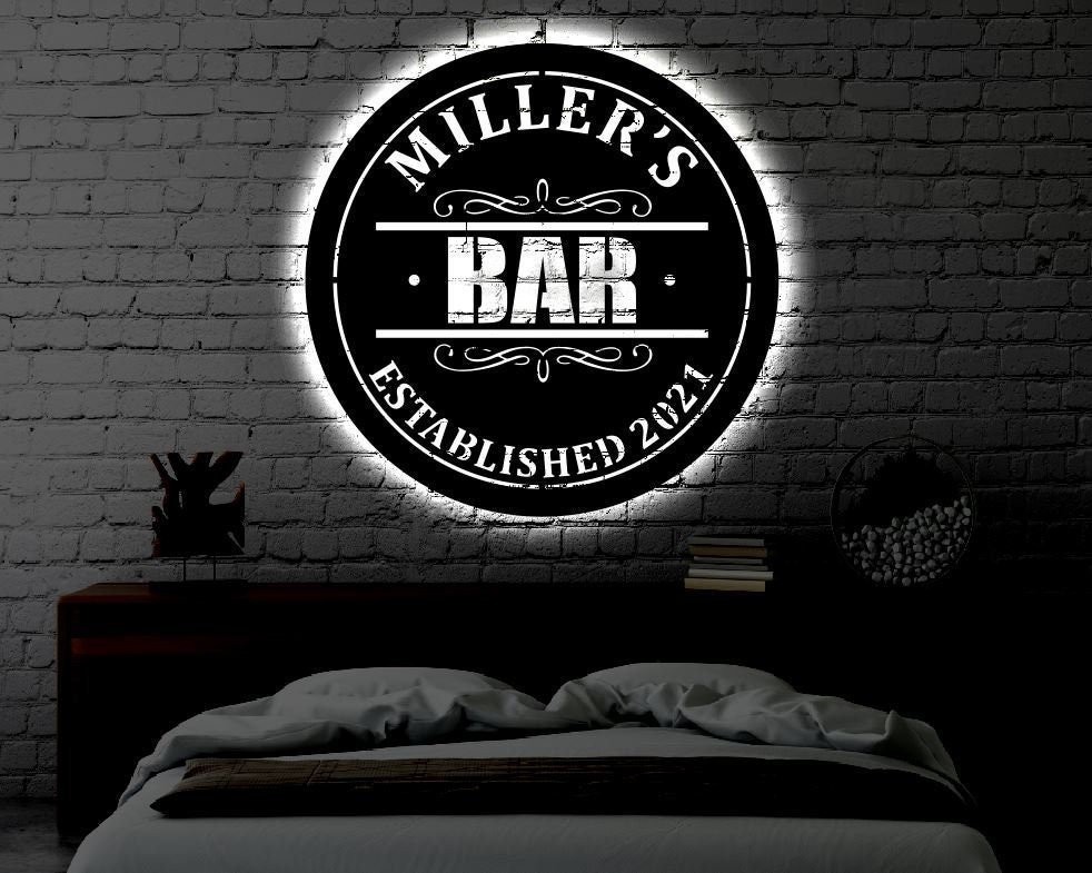 Personalized Bar LED Sign Custom Family Tavern Wall Decor Gift