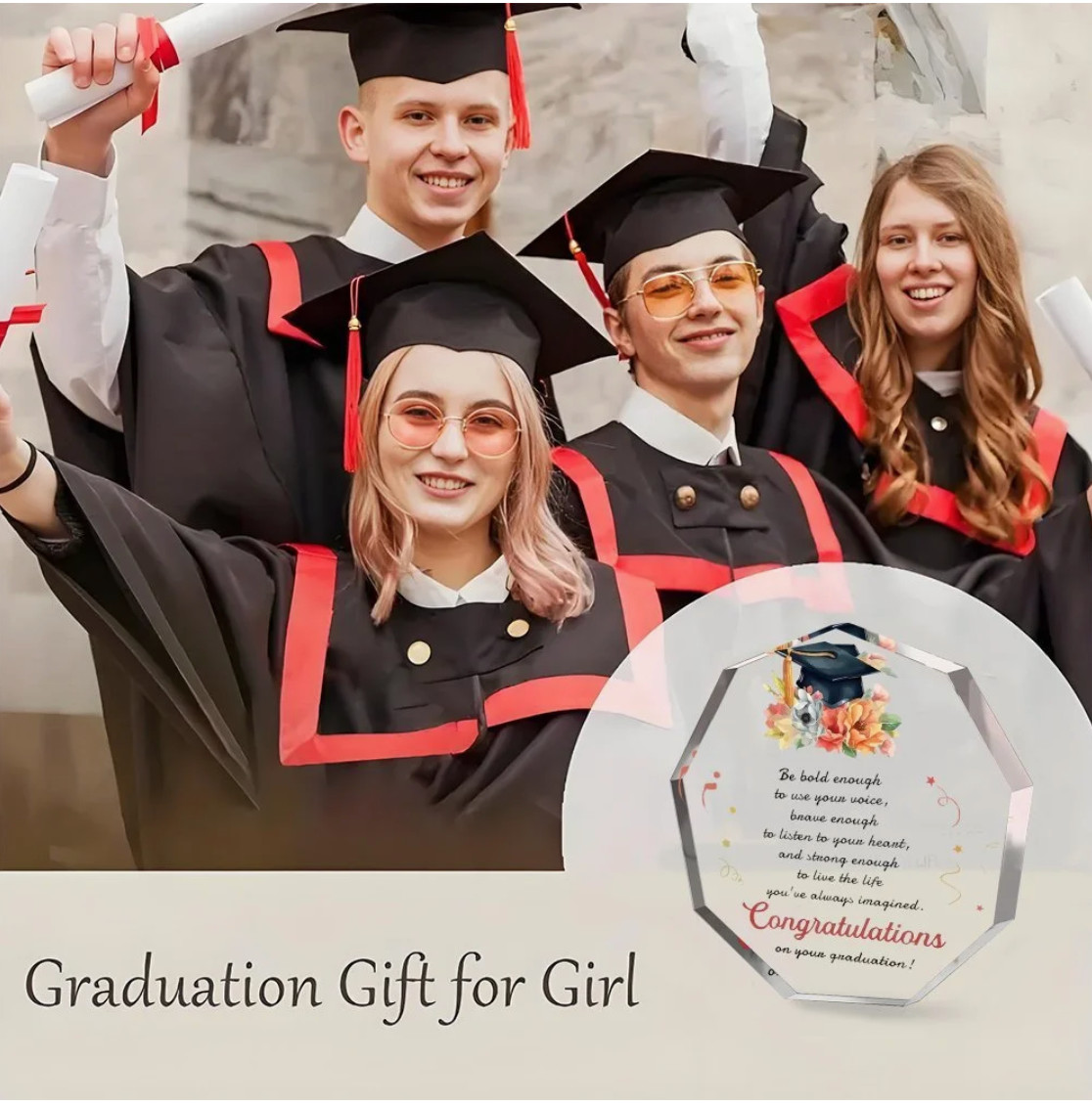 Graduation Plaque 3.9in Acrylic Keepsake with Inspirational Message for Graduate