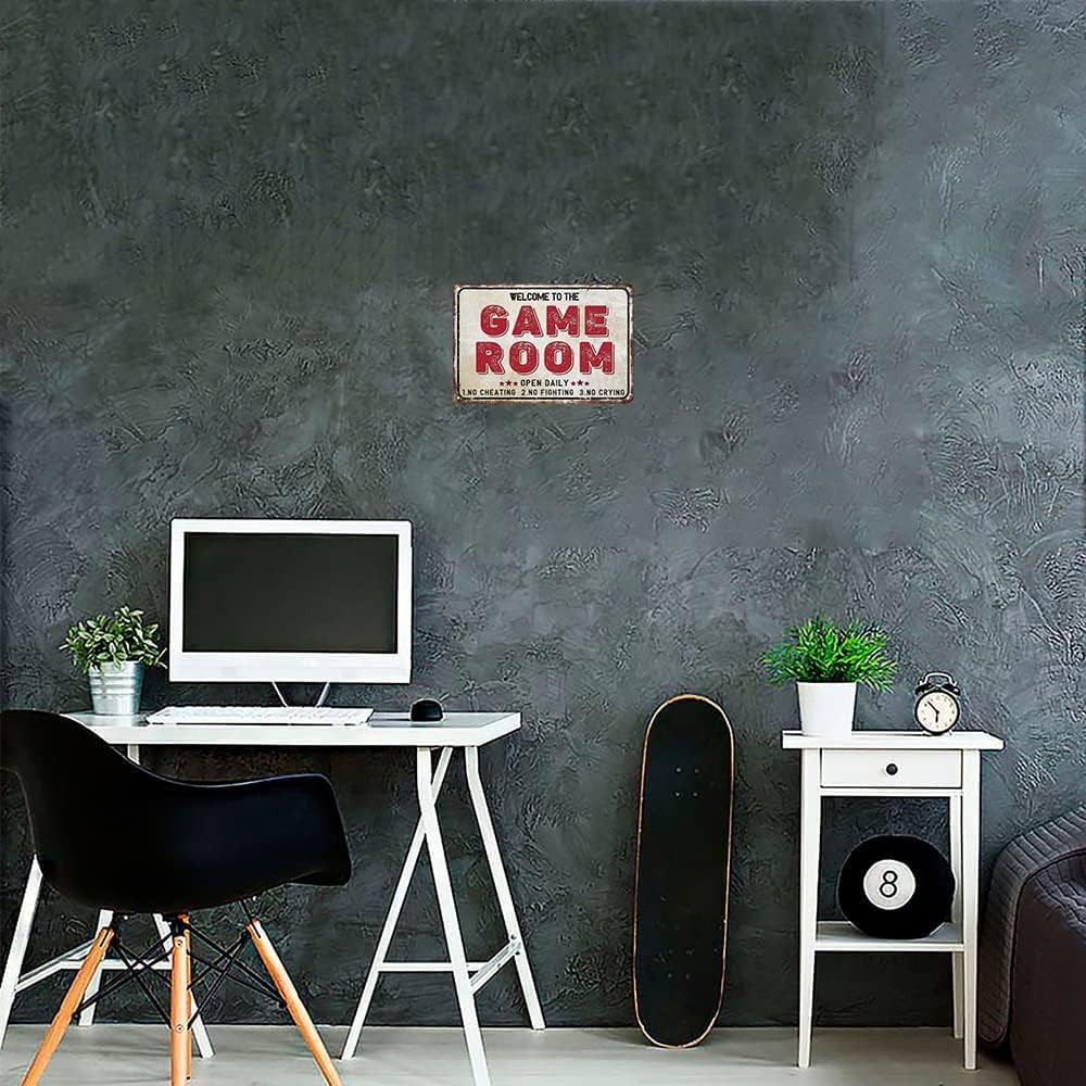 Decor 12” X 8” Game Room Vintage Tin Signs for Home Wall, Cafes, Bar, Man Cave