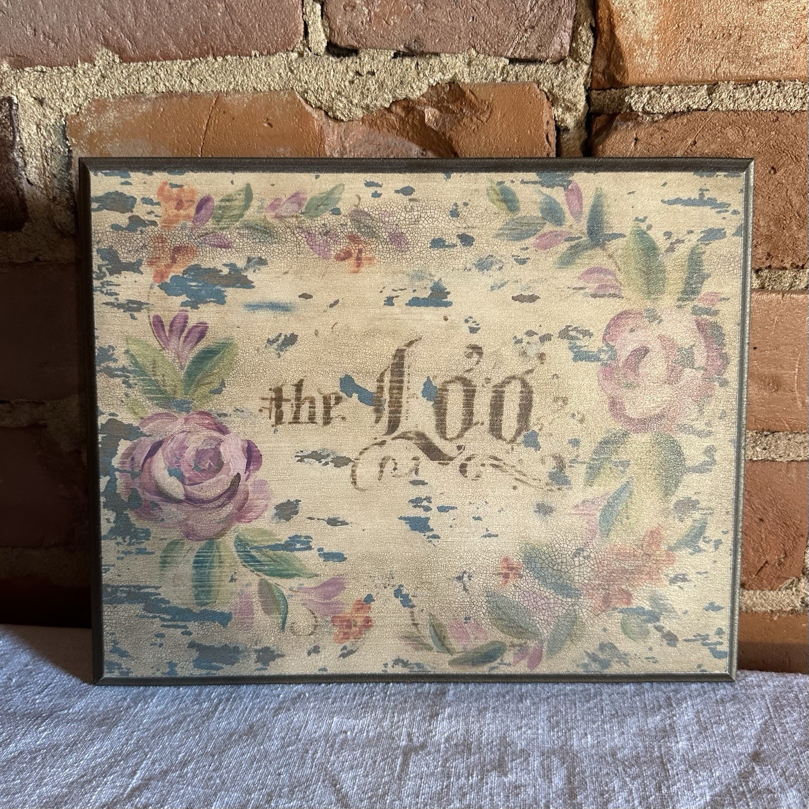 Vintage ‘The loo Bathroom Restroom Plaque Sign Art Shabby Chic English Cottage