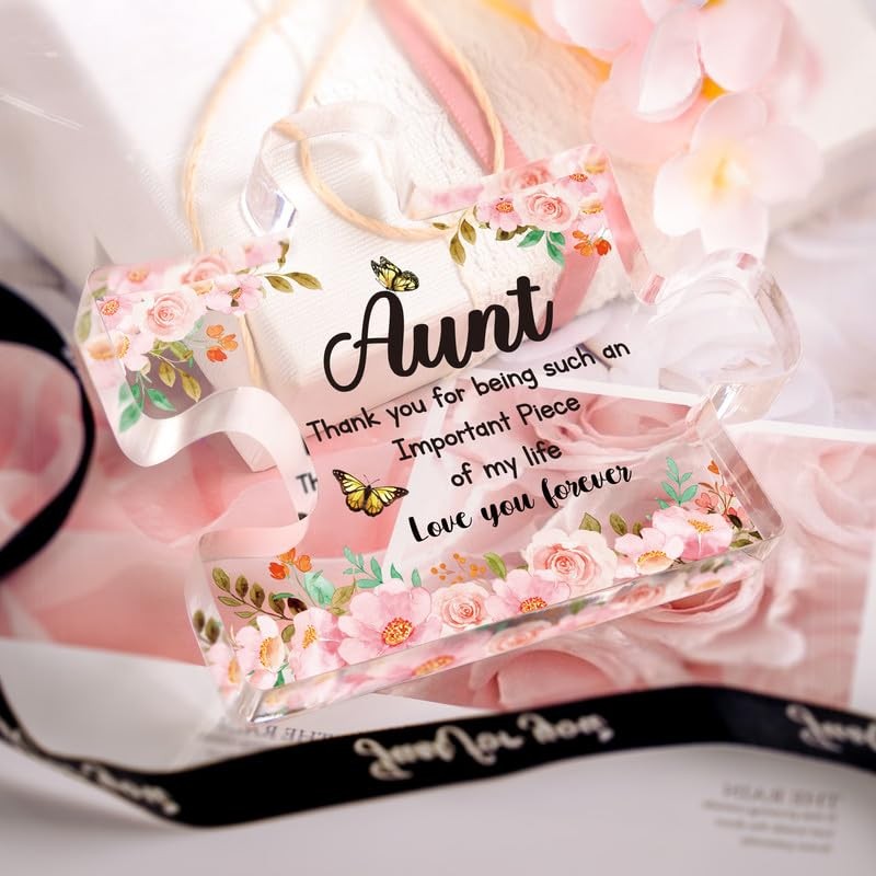 Gifts for Aunt – Engraved Acrylic Block Puzzle Piece Decorations 3.9 x 3.3 in…