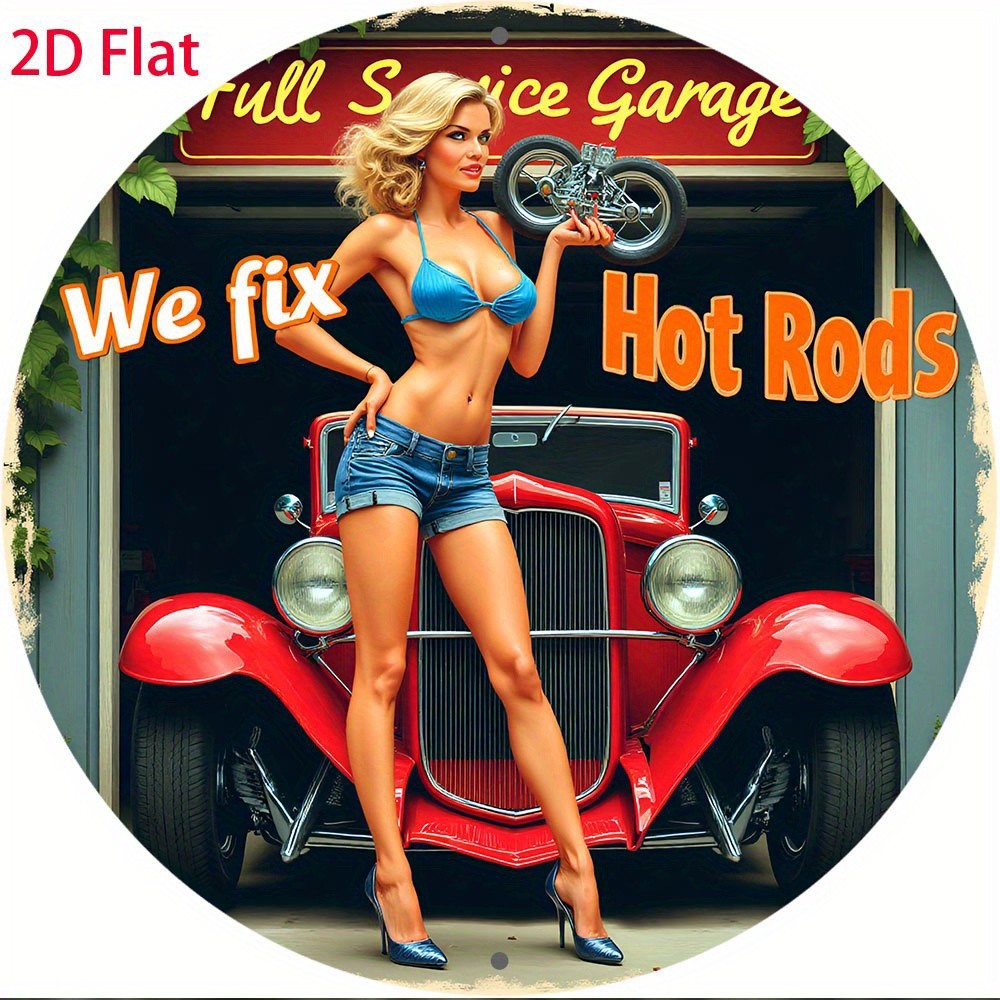 8-Inch Round Aluminum Metal Tin Signs- “Hot Rods & Classic Cars: Expert Repa