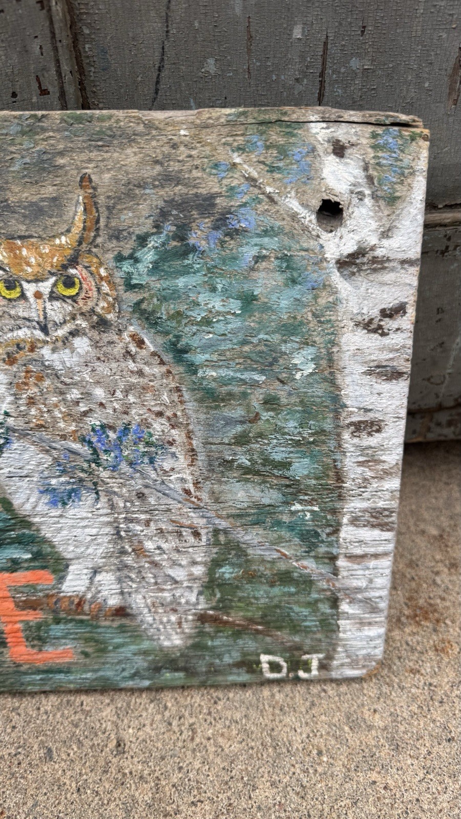 Vintage Hand Painted Wood Welcome Cabin Sign Woods Decor Owl VTG