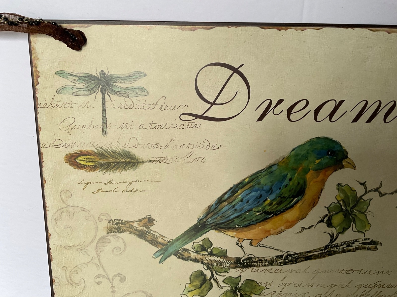 Pr Cottage Style Hanging Metal Wall Art w/ Birds 13 3/4″ L x 10 5/8″ T