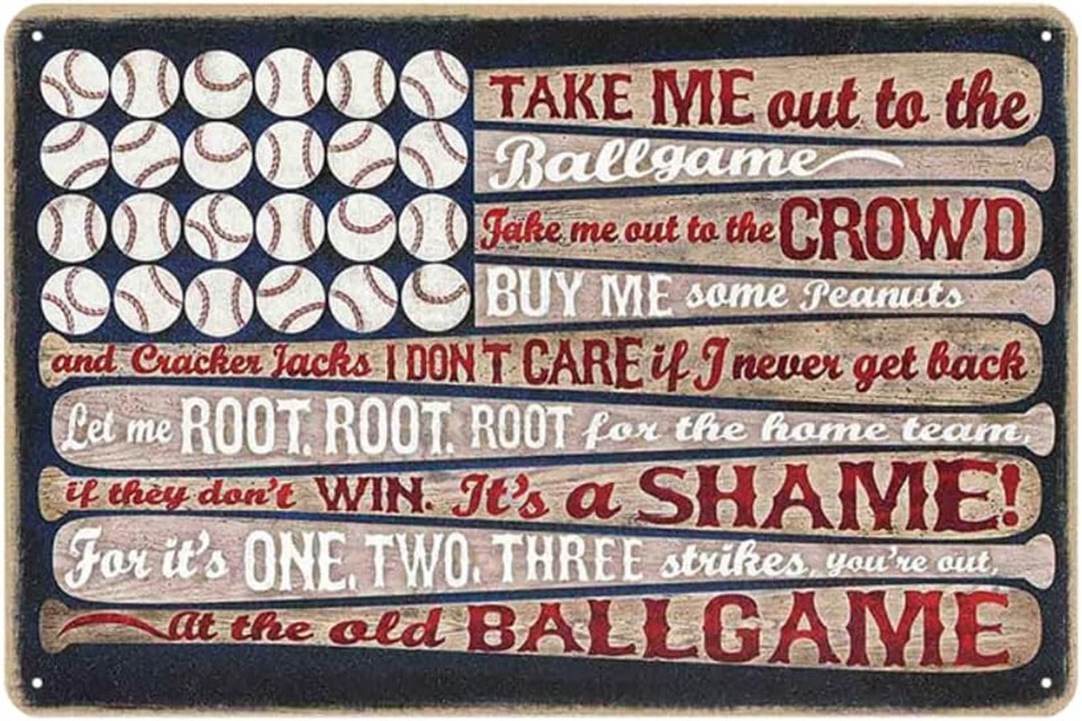 Metal Baseball Room Decor Sign – Vintage Tin Sign for Boys Room, Bedroom, Sports